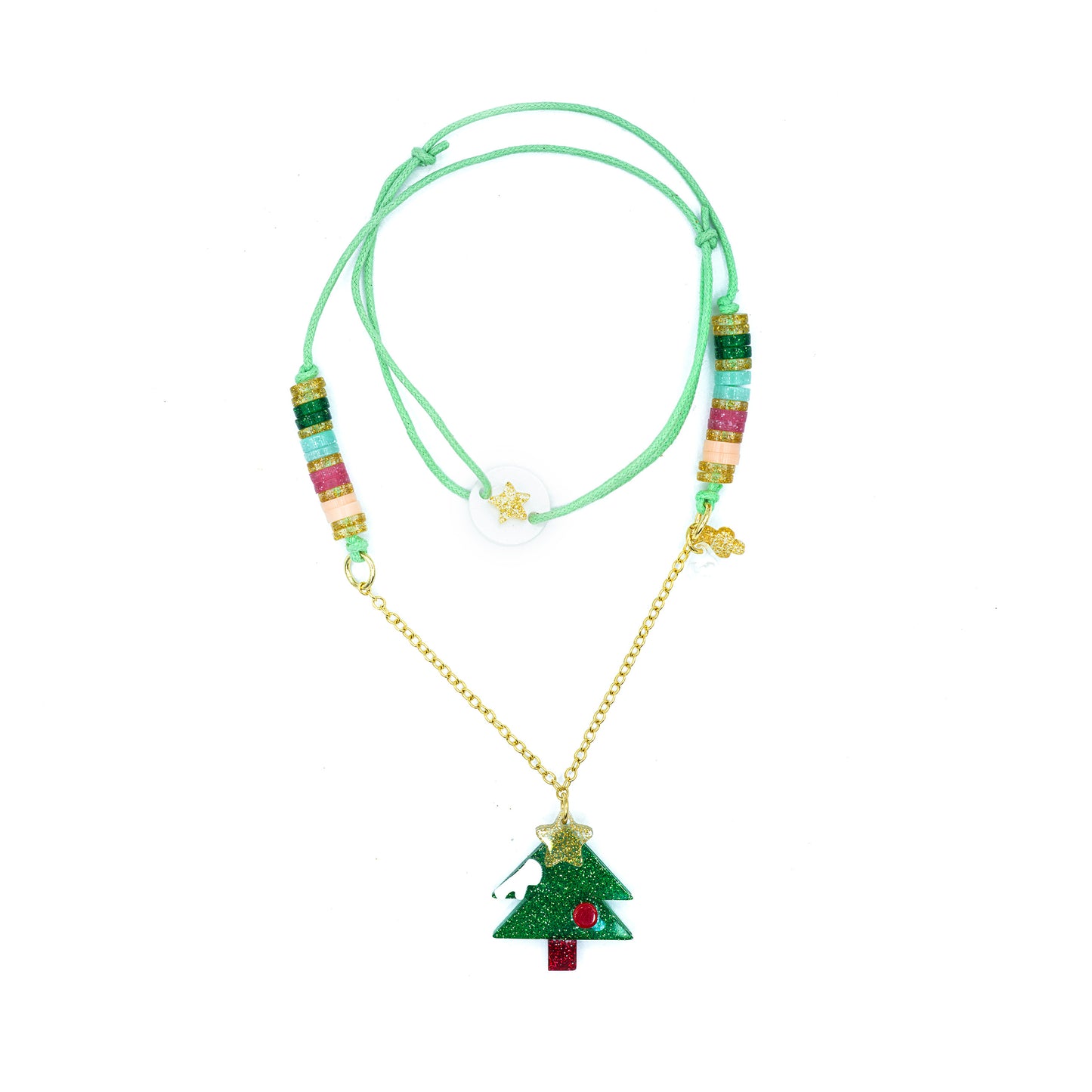 Tree Christmas Green Necklace HOL