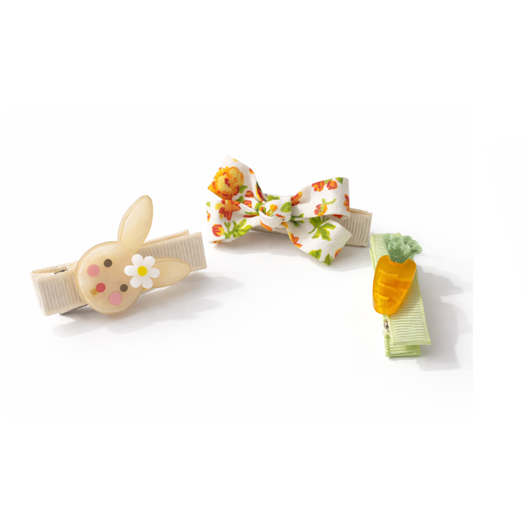 EAS - Little Bunny & Carrot Hair clips - Lilies & Roses NY