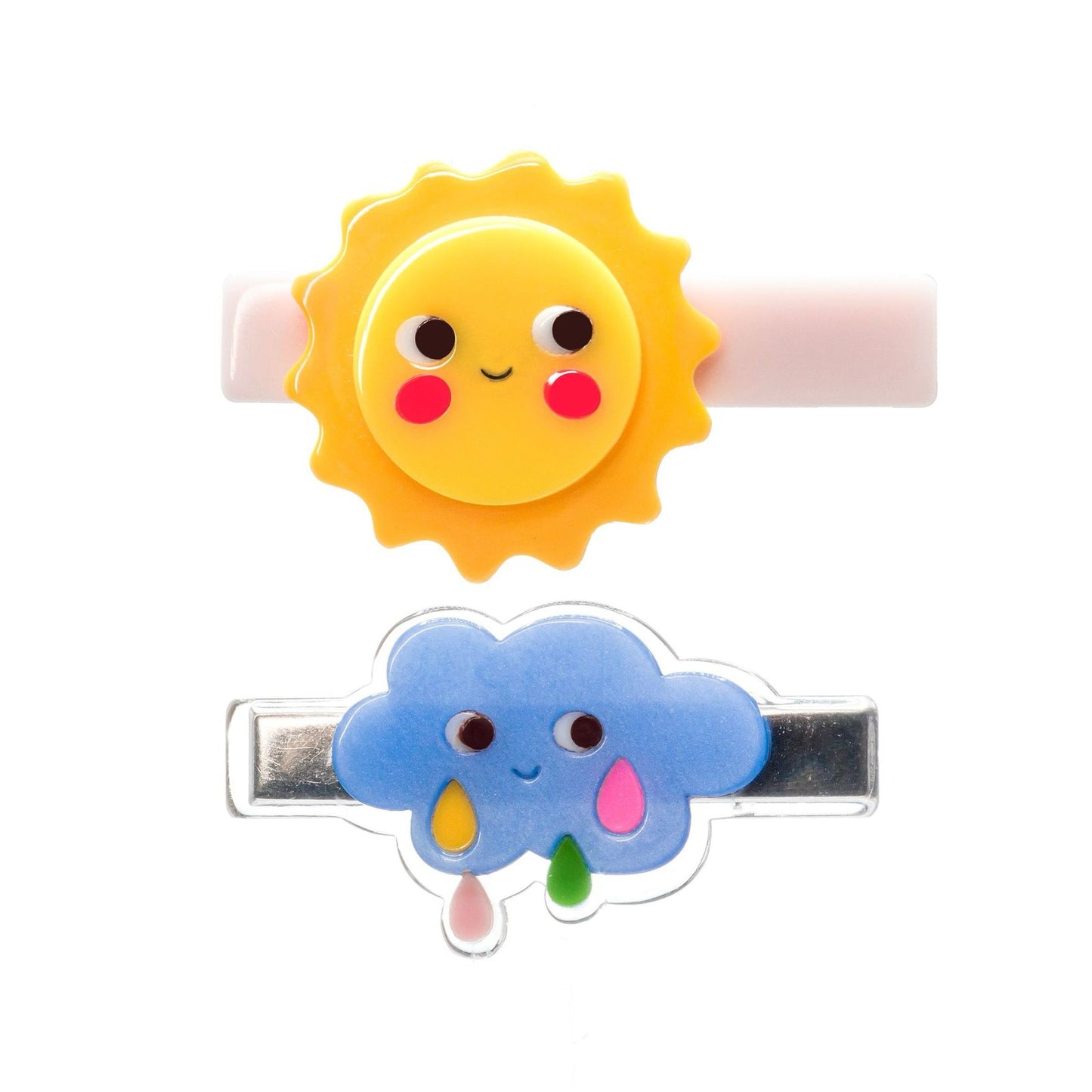 Sun Cloud Yellow Blue Hair Clips -SUM