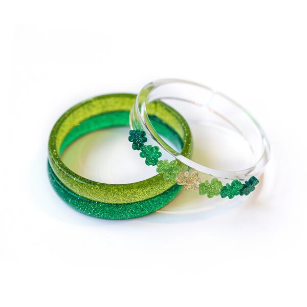 SPR- Lucky Charms Glitter Green Bangles - Lilies & Roses NY