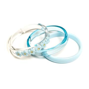 Baby Blue Flowers + Crystal Bangles