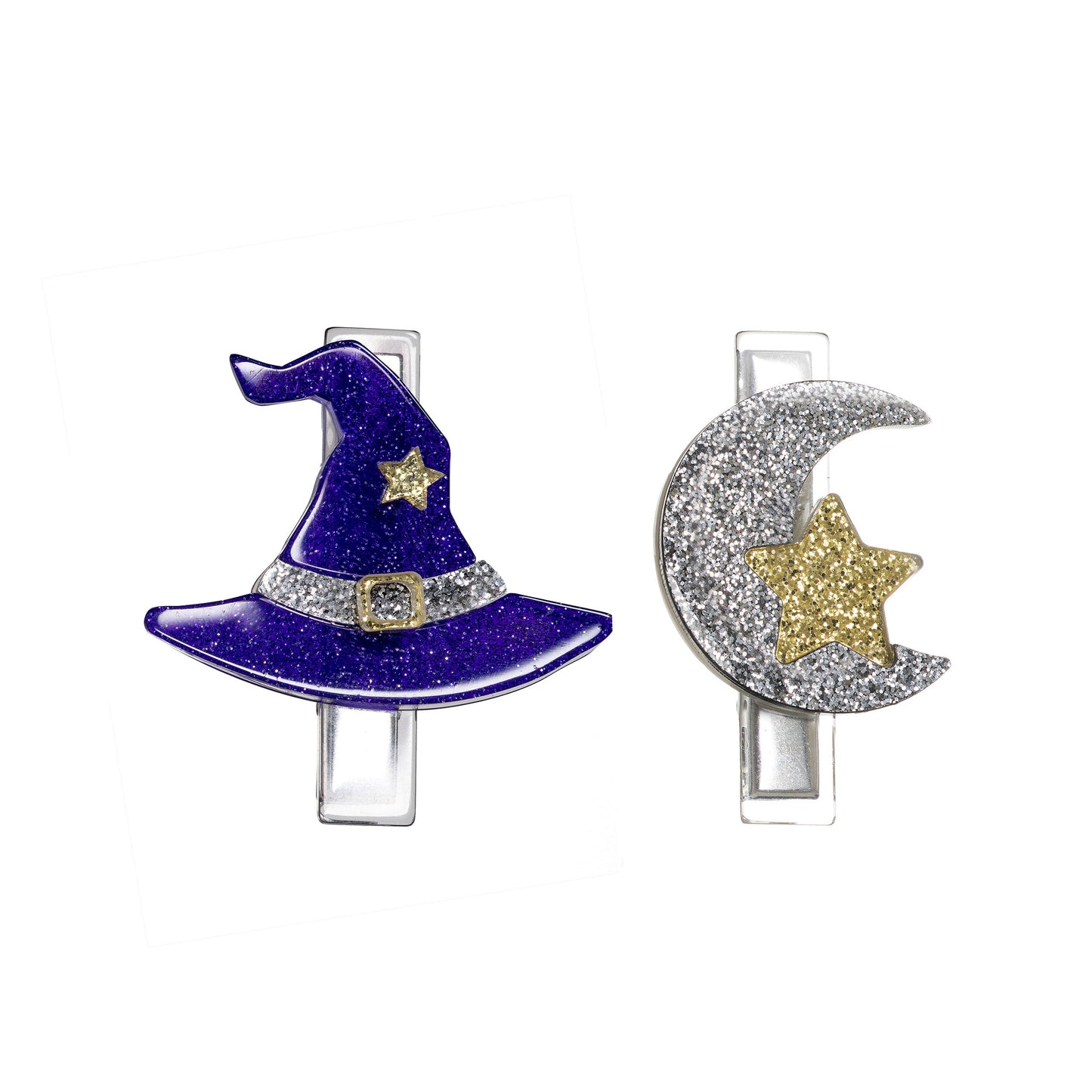 Witch Hat & Moon Glitter Hair Clips HAL