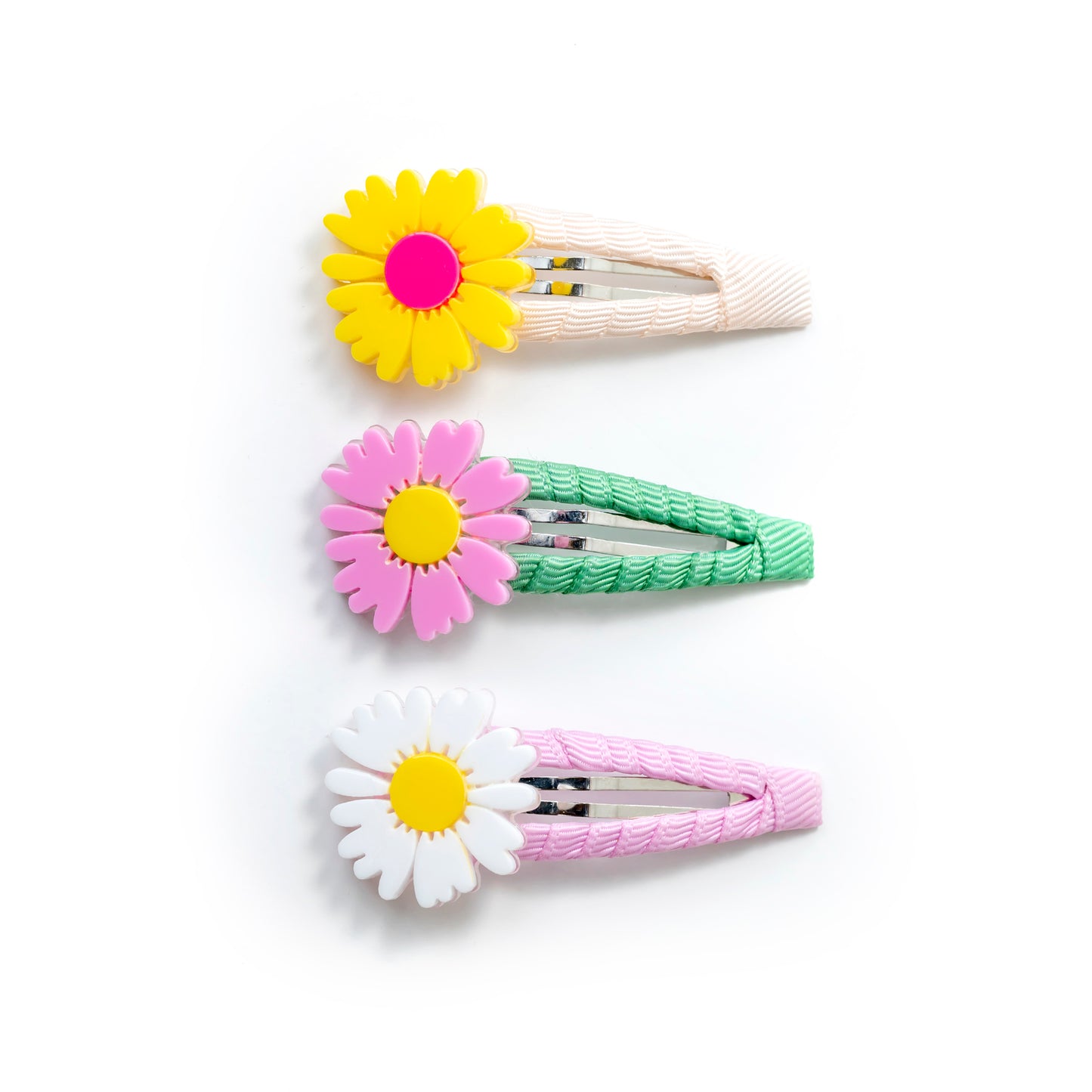 Daisy Fabric Covered Snap Clip