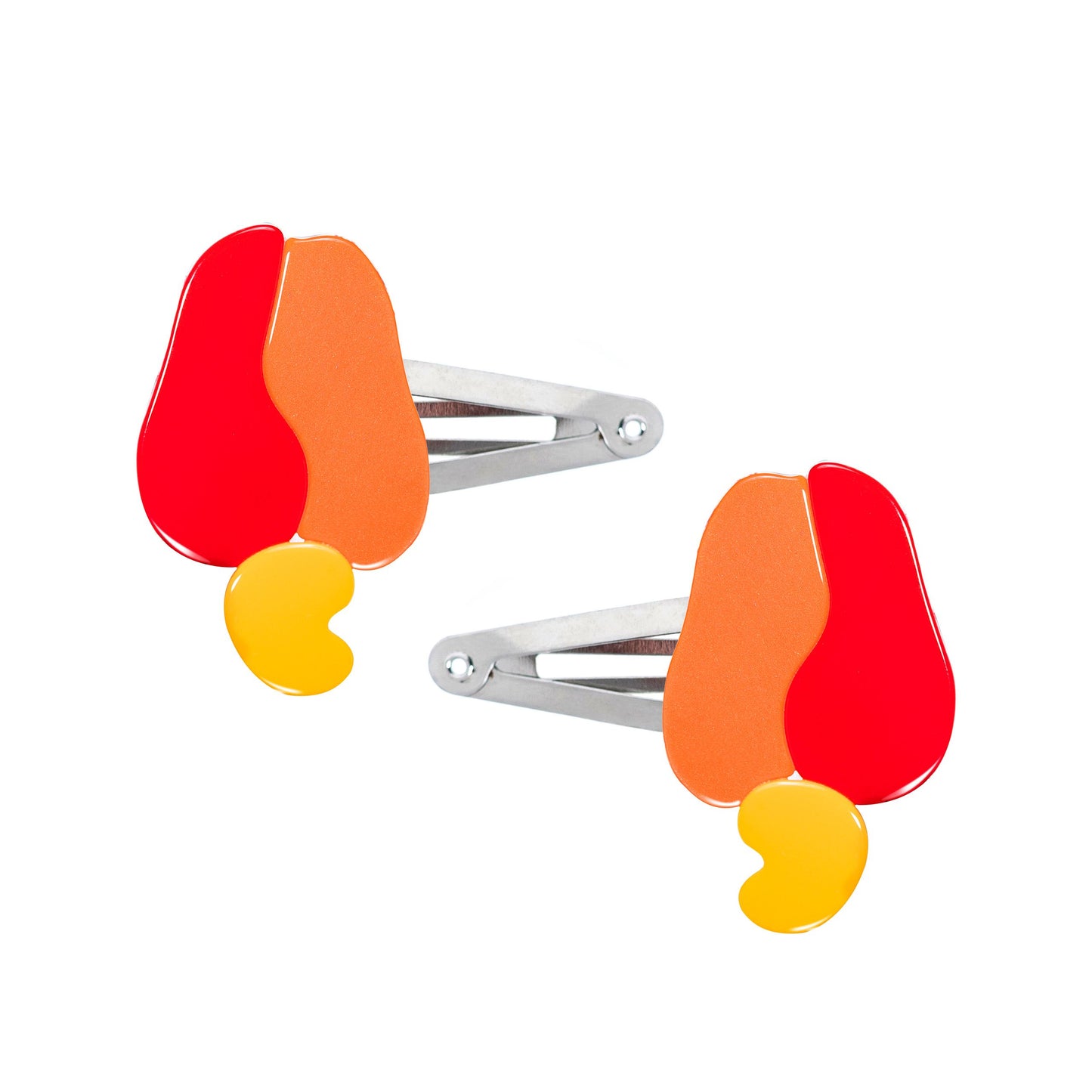 Cashew Fruit Neon Orange Snap Clips (Pair)
