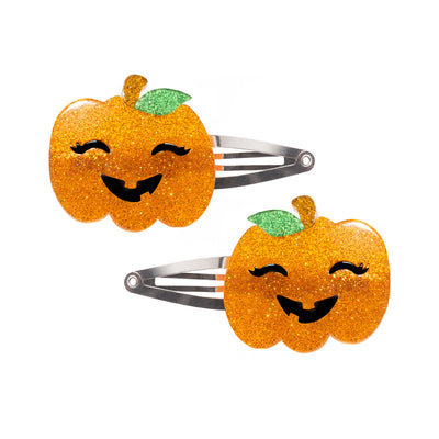 Pumpkin Halloween Orange Glitter Snap Clip - Lilies & Roses NY