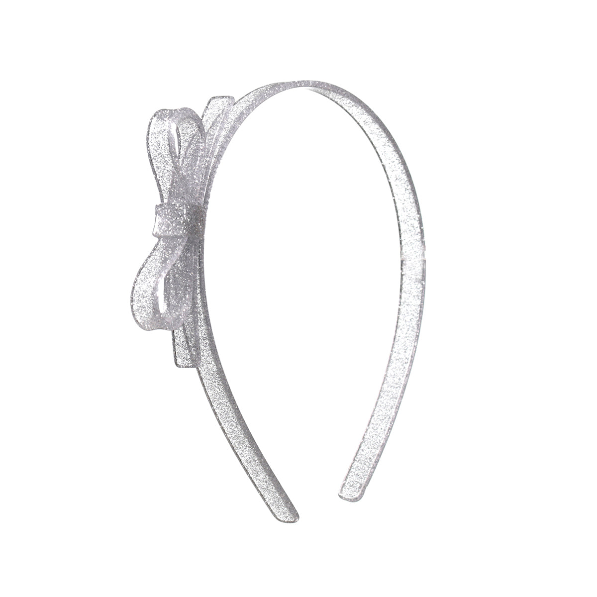 Thin Bow Headband - Glitter Silver