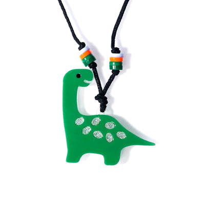 Preciosaurus Dinossaur Green Black Necklace