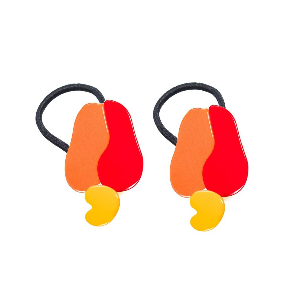 Cashew Fruit Neon Orange Ponytails (Pair)