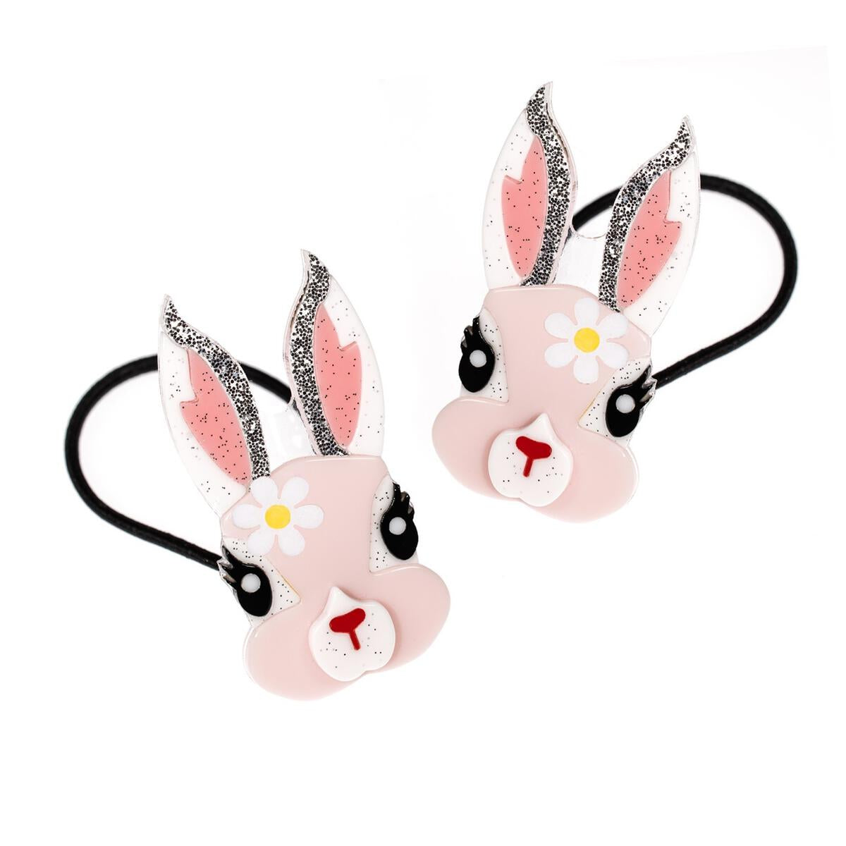SPR- Pink Easter Bunny With Flower Ponytails