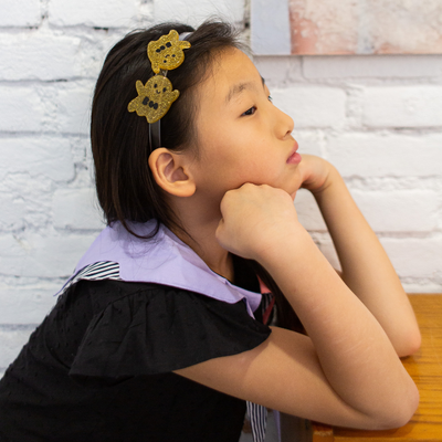 Ghosts Boo Glitter Gold Headband -HAL - Lilies & Roses NY