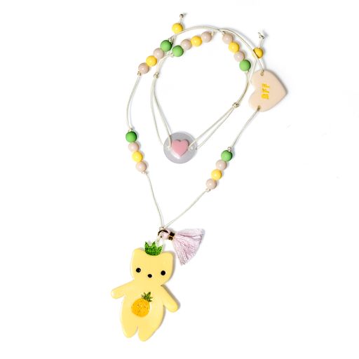 Fruit Pineapple Bear Yellow Necklace
