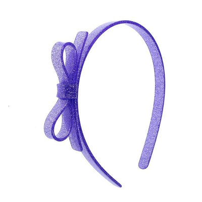 Thin Bow Glitter Purple Headband