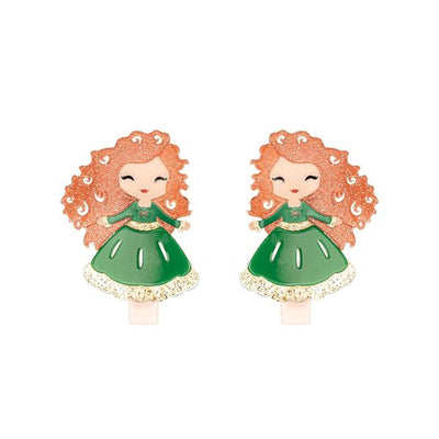 Cute Doll Green Dress Hair Clips (Pair)