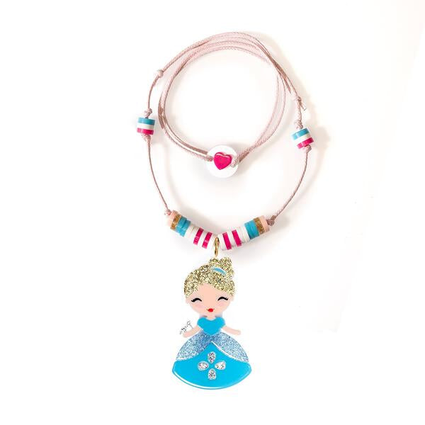 Cute Doll Blue Dress Beads Necklace