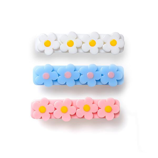 Triple Flower Pastel Colors Alligator Clips