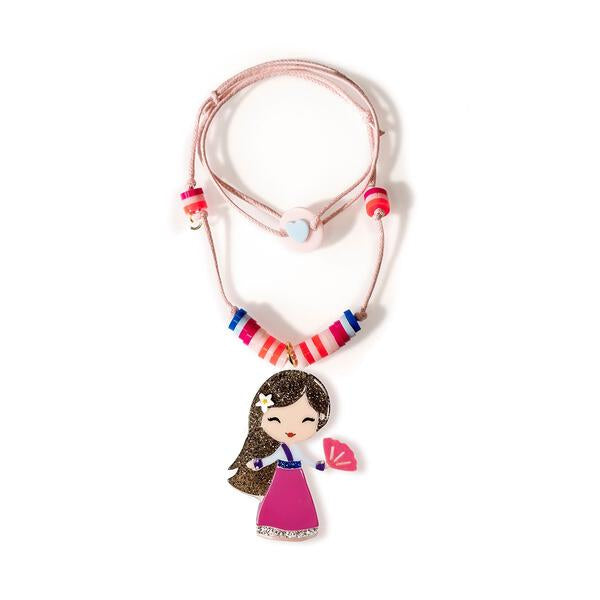 Cute Doll Dark Pink Dress Beads Necklace (unit)