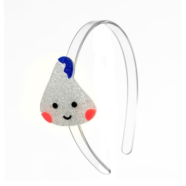 VAL23-Chocolate Drop Silver Glitter Headband