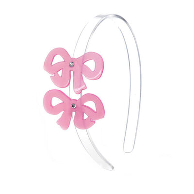 SPR24- Bows Fancy Double Satin Pink Headband