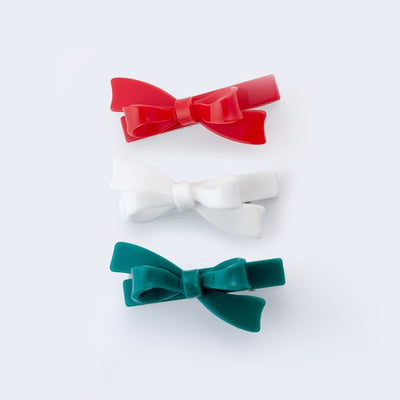 Bows Red Green and White Hair Clips HOL