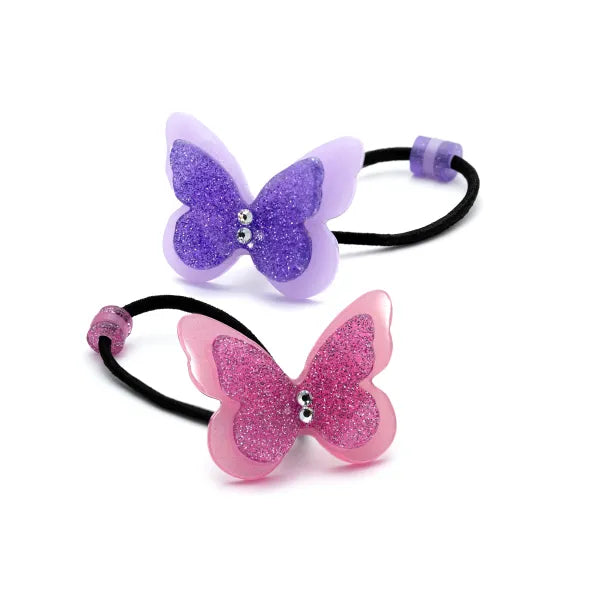 Butterfly Glitter Pink and Purple Ponytails
