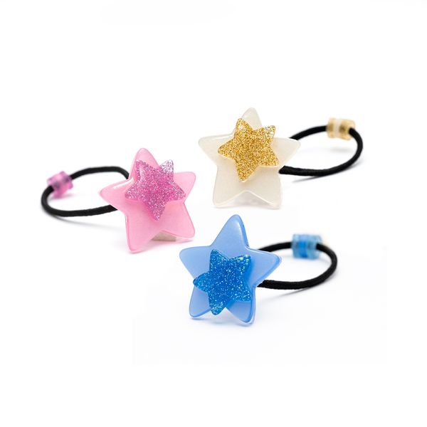 Stars Pink Blue Hair Tie Ponytail
