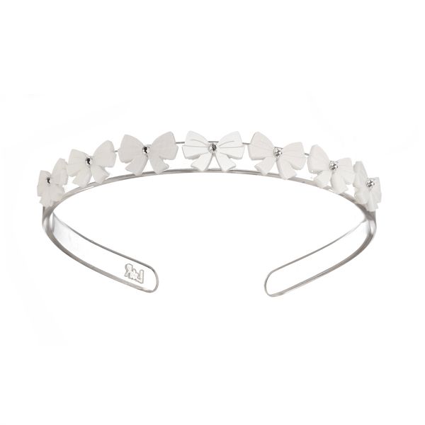 VAL - Bows Mini Satin White Headband