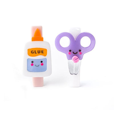 BTS25 - Scissors Glue Purple Glitter Hair Clips