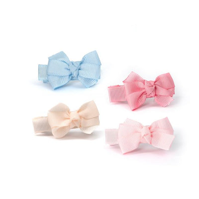 Little Bows Fabric Pink Light Blue Hair Clips -  Lilies & Roses NY
