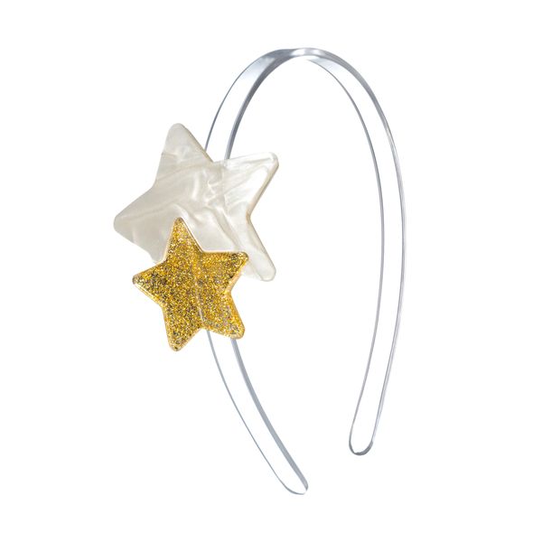 Star Glitter Gold Pearl White Headband