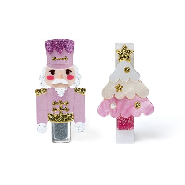 Nutcracker Tree Pink Hair Clips -HOL