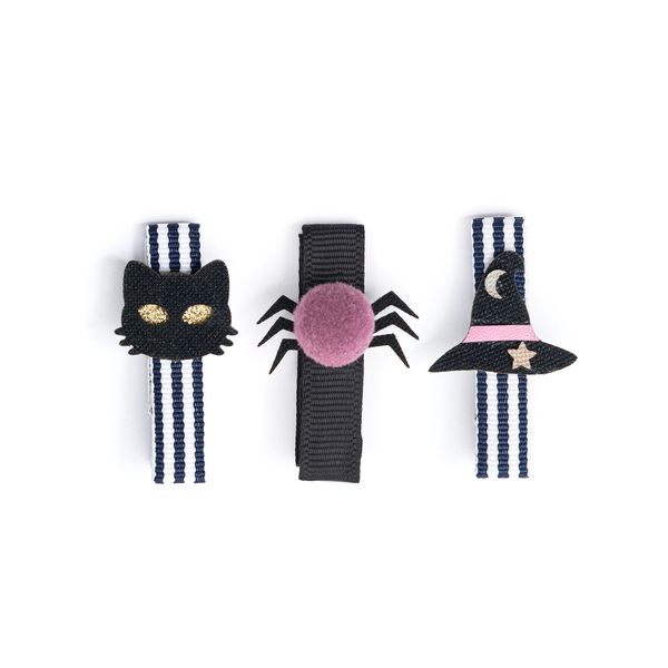 PU LEATHER - Baby Cat Spider Pompom Witch Hat Fabric Hair Clips -HAL25