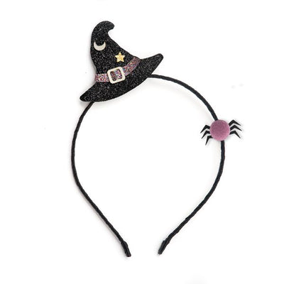 PU Leather- Witch Hat Spider Fabric Headband -HAL25