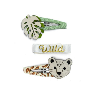 PU LEATHER - Wild Jungle Leopard Leather Snap Clips