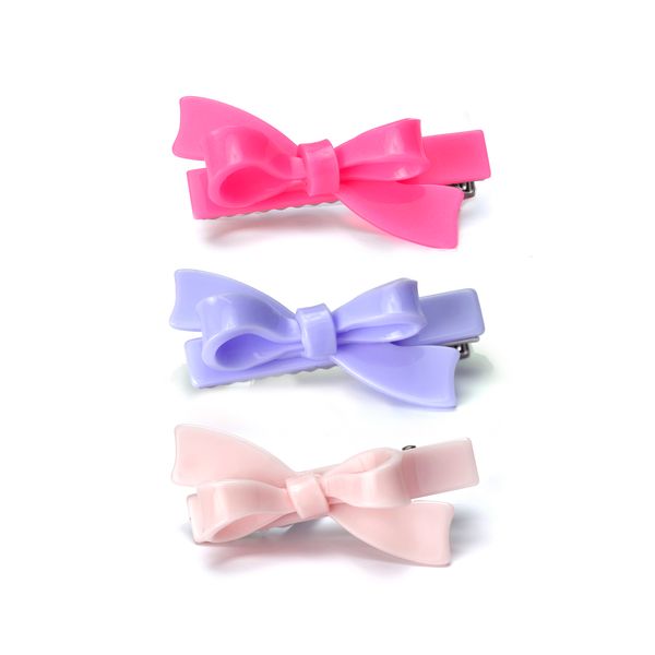 Bows Purple Pink Neon Hair Clips -  Lilies & Roses NY