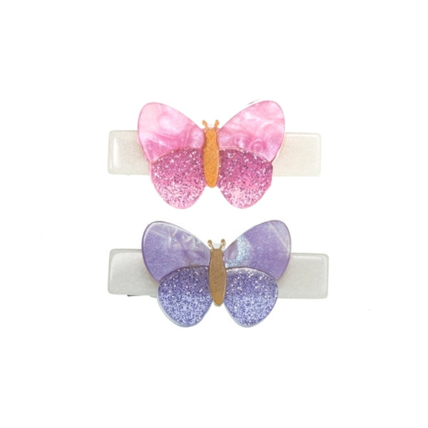 Butterflies Shimmer Lilac & Pink Hair Clips