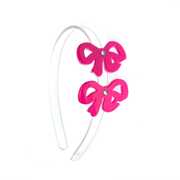 Bows Fancy Double Pink Headband -  Lilies & Roses NY