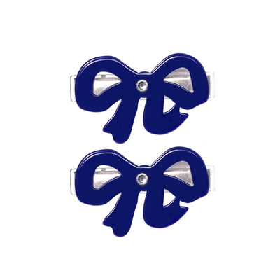 Bows Fancy Double Navy Hair Clips