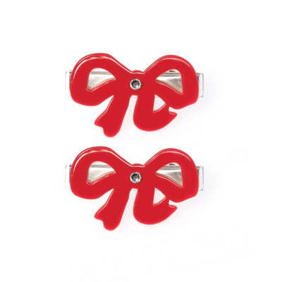 Bows Fancy Double Red Hair Clips