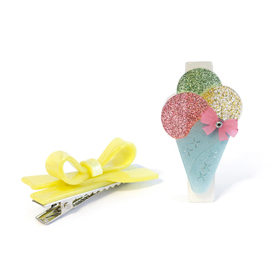 SUM - Ice Cream Cone & Bow Hair Clips -  Lilies & Roses NY