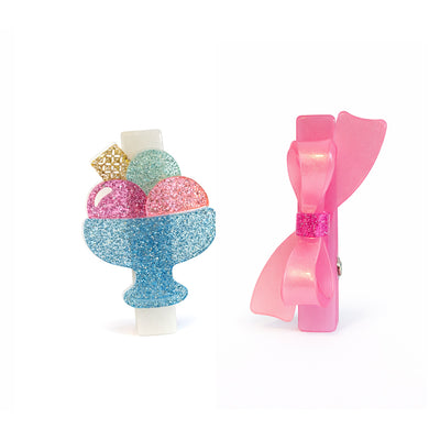 SUM - Ice Cream Sundae & Bow Hair Clips -  Lilies & Roses NY