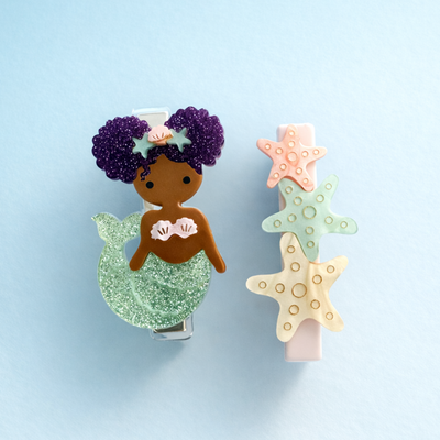 SUM - Mermaid & Stars Hair Clips -  Lilies & Roses NY