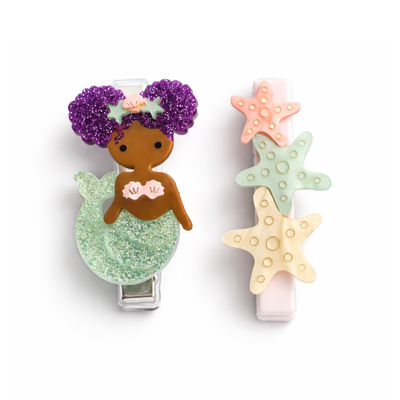 SUM - Mermaid & Stars Hair Clips -  Lilies & Roses NY