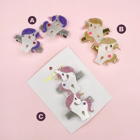 Limited Edition Glitter Unicorn Alligator Clips
