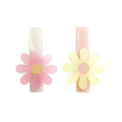 Daisy Pink & Yellow Hair Clips