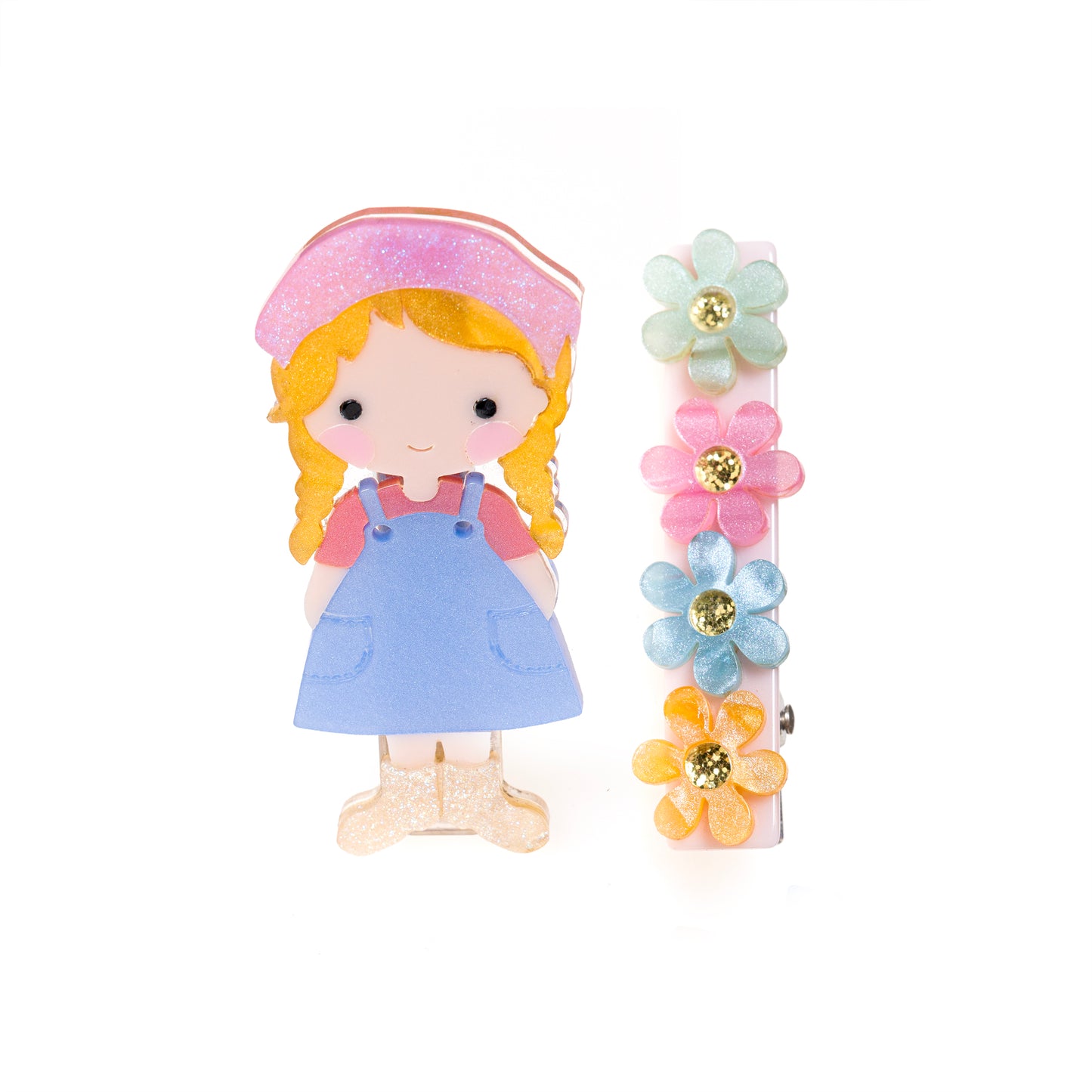 SPR - Girl & Flowers Hair Clips -  Lilies & Roses NY