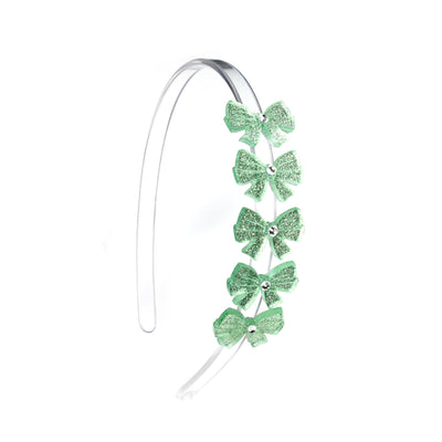 Bows Glitter Light Green Headband