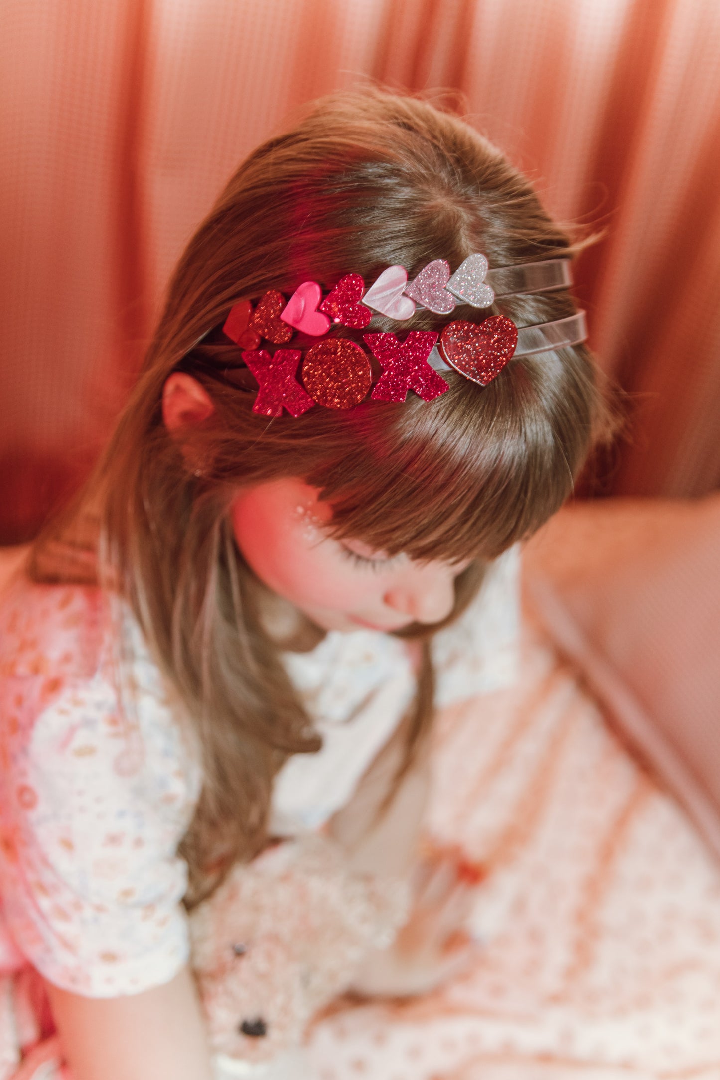 XOXO Pink Red Glitter Headband -VAL