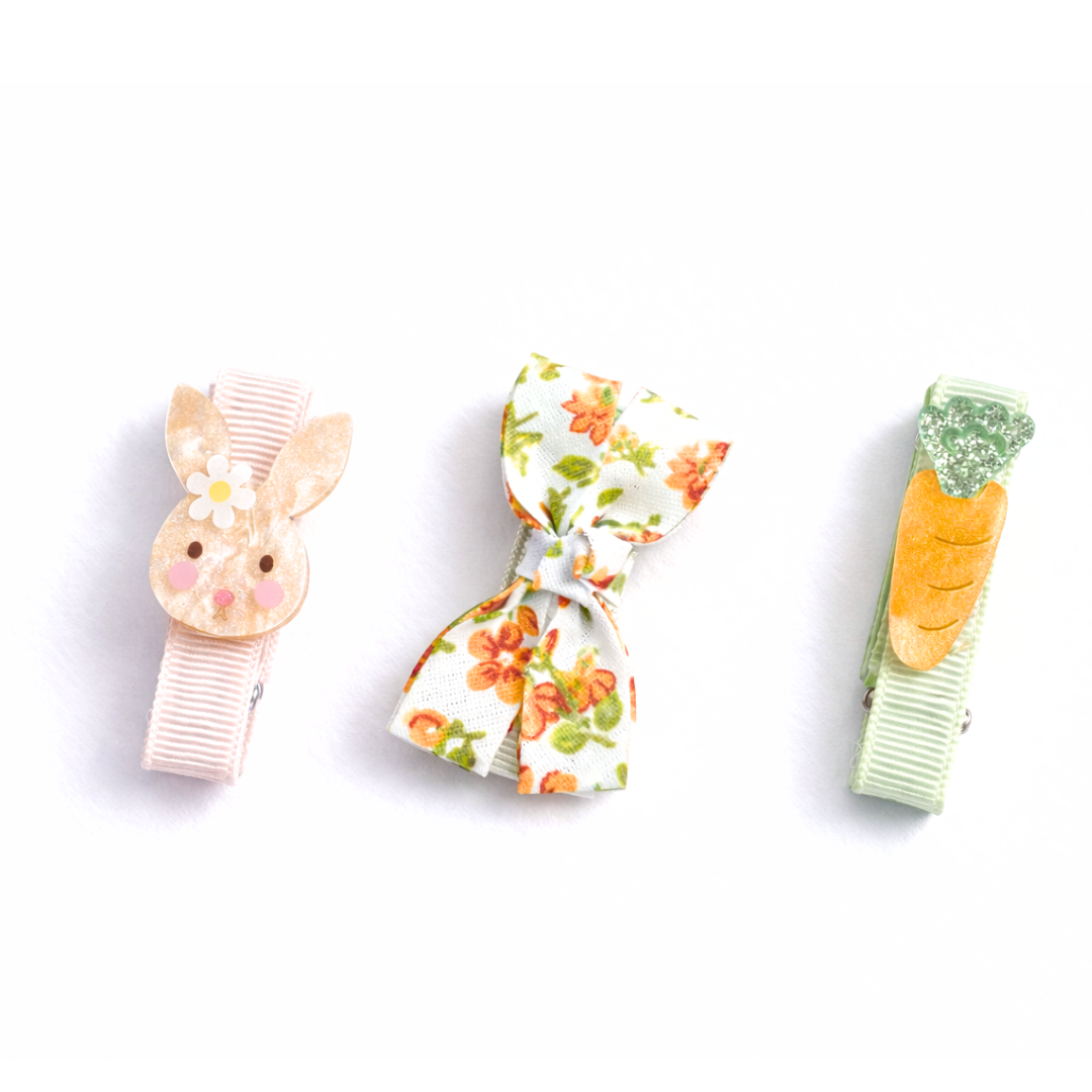EAS - Little Bunny & Carrot Hair clips -  Lilies & Roses NY