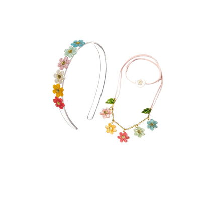 Colorful Flowers Headband & Necklace Combo