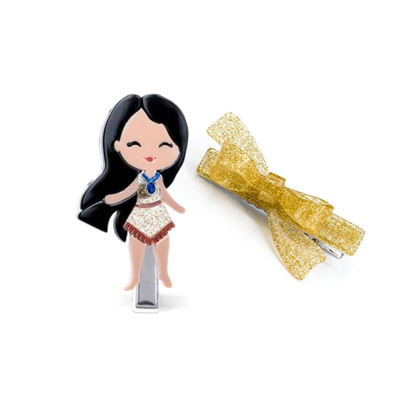 Cute Doll Tan & Gold Glitter Bow